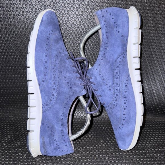Cole Haan Zerogrand Suede Blue Wingtip Oxford Comfort Shoes Womens Size 11B - Picture 5 of 8